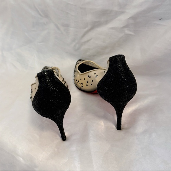 Christian Louboutin Black Glitter and Mesh Follies Strass Pumps - Picture 4 of 8